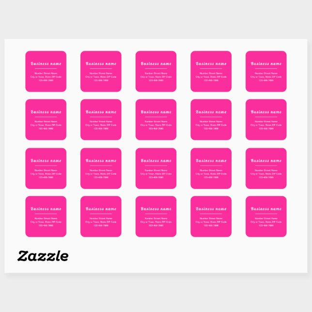 Sticker Carré Textes simples minimaux Marque commerciale en rose (Feuille)