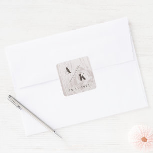 Sticker Carré Texture de bois rustique brun automne mariage