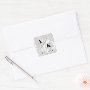 Sticker Carré Texture de bois rustique gris blanc pour mariage d
