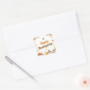 Sticker Carré Thanksgiving aquarelle