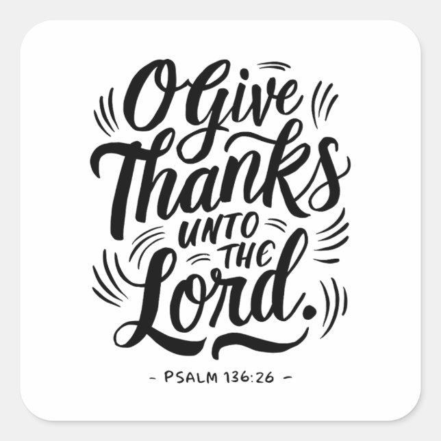 Sticker Carré Thanksgiving Day Bible Verse : Psaume 136:26 (Devant)