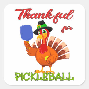 Sticker Carré Thanksgiving Turkey - Thankful Pickleball