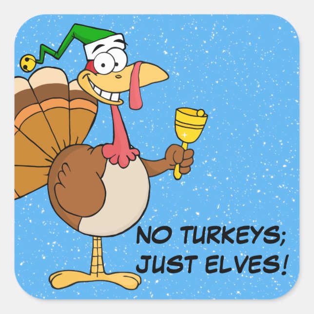 Sticker Carré Thanksgiving Turquie Drôle déguisement pour Noël (Devant)