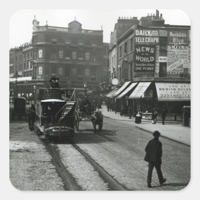 Sticker Carré The Angel, Islington, Londres, vers 1890 (Devant)