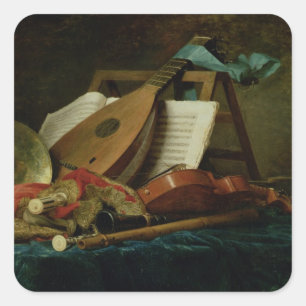 Sticker Carré The Attributes of Music, 1770 (huile sur toile)