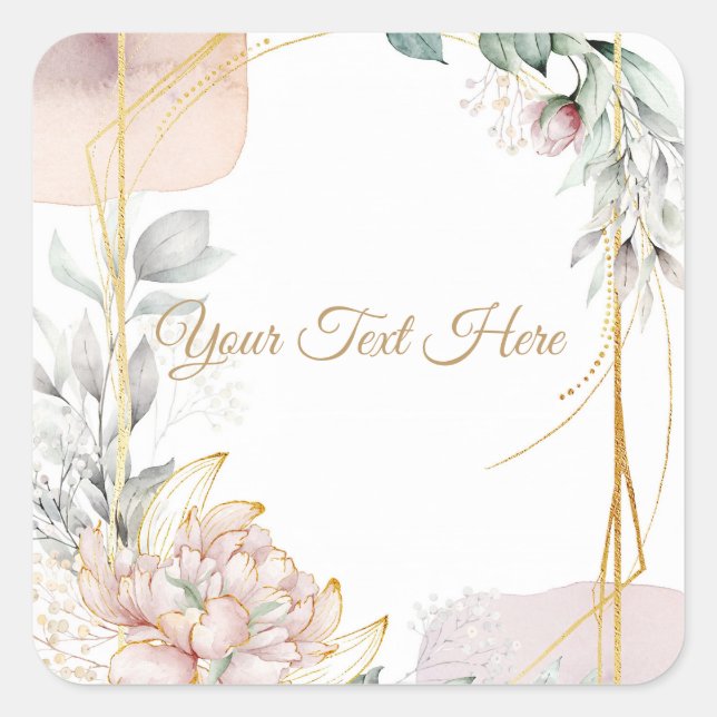 Sticker Carré The Aureate Frame Floral Greenery Wedding  (Devant)