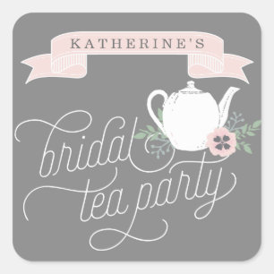 Sticker Carré Thé doux   Tea Party de mariée personnalisée