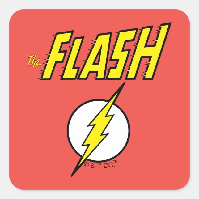 Sticker Carré The Flash Name & Lightning Bolt Logo (Devant)