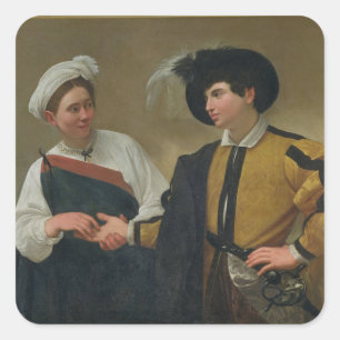 Sticker Carré The Fortune Teller (La Buona Ventura), c.1594
