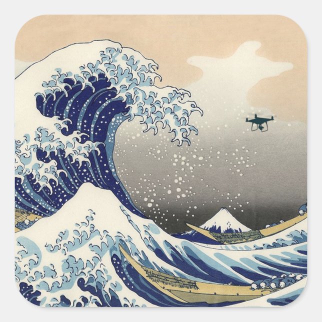 Sticker Carré The Great Drone Wave Off Kanagawa (Devant)