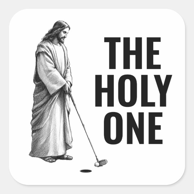 Sticker Carré The Holy One - Golfing Jesus (Devant)