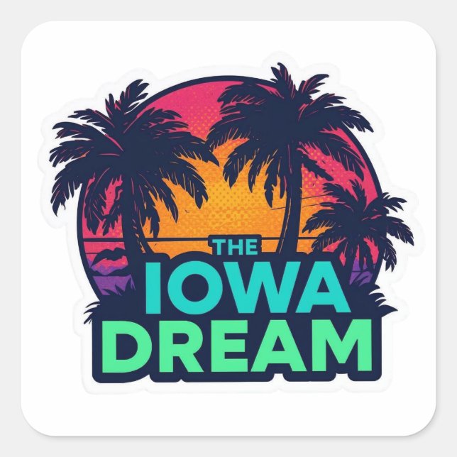 Sticker Carré The Iowa Dream American Retro Summer (Devant)