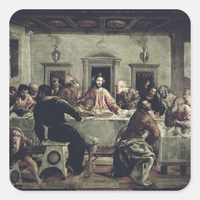 Sticker Carré The Last Supper (oil on canvas) 2 (Devant)