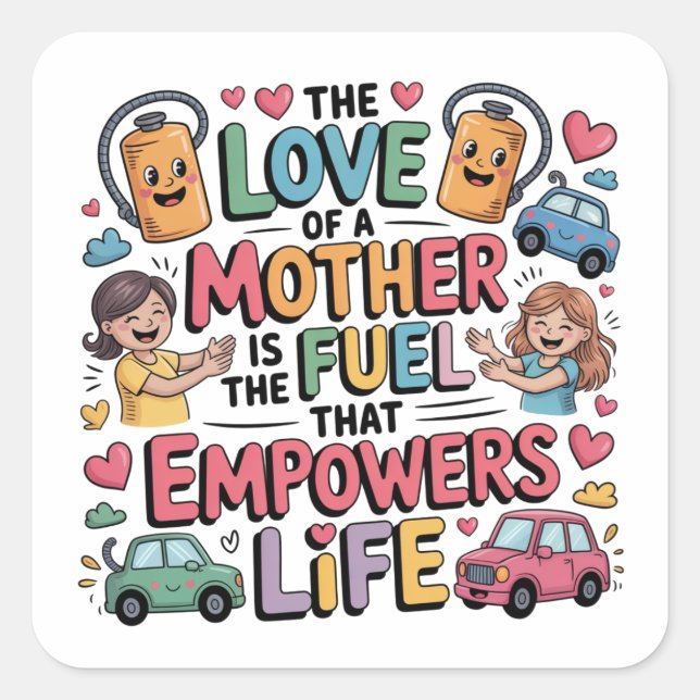Sticker Carré The Love Of Mother Is The Fuel That Empowers Life (Devant)