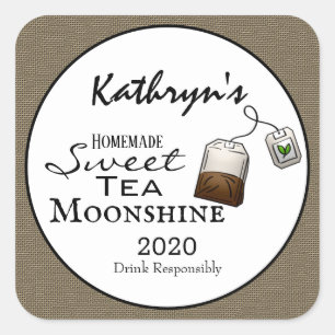 Sticker Carré Thé maison Moonshine personnalisée