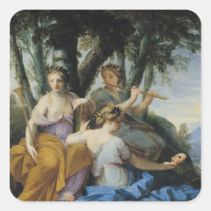 Sticker Carré The Muses, Clio, Euterpe et Thalia, c.1652-55