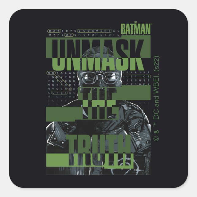 Sticker Carré The Riddler - Unmask The Truth (Devant)