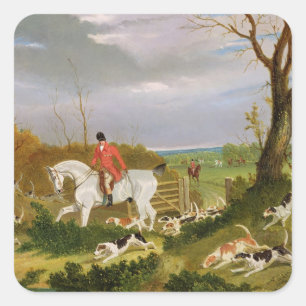Sticker Carré The Suffolk Hunt - Going to Cover near Herringswel