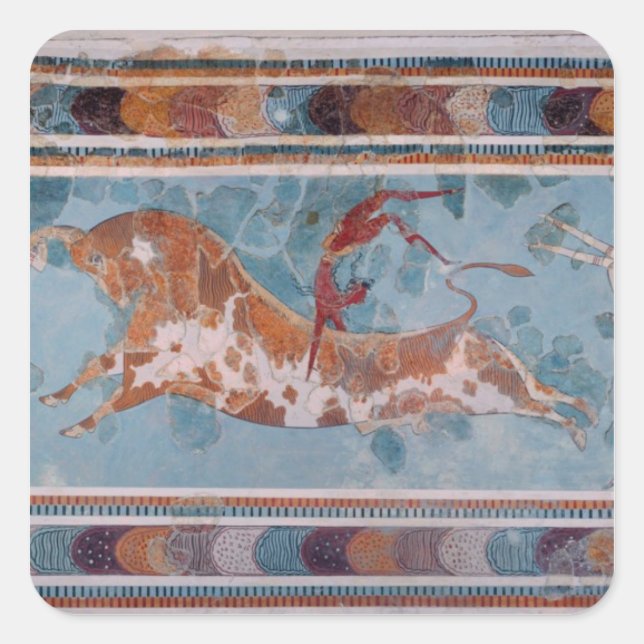 Sticker Carré The Toreador Fresco, Knossos Palace, (Devant)