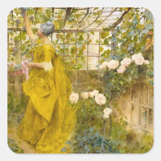 Sticker Carré The Vine, 1884 par Carl Larsson (Devant)