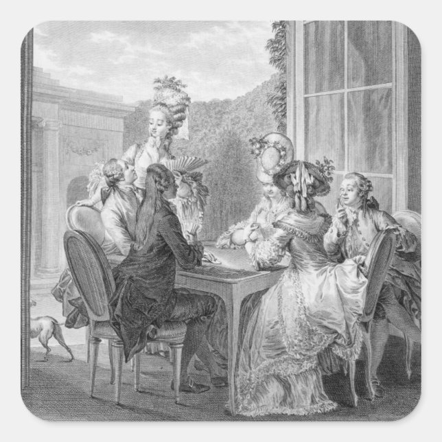 Sticker Carré The Whist Party, 1783, gravée par Jean Dambrun (Devant)