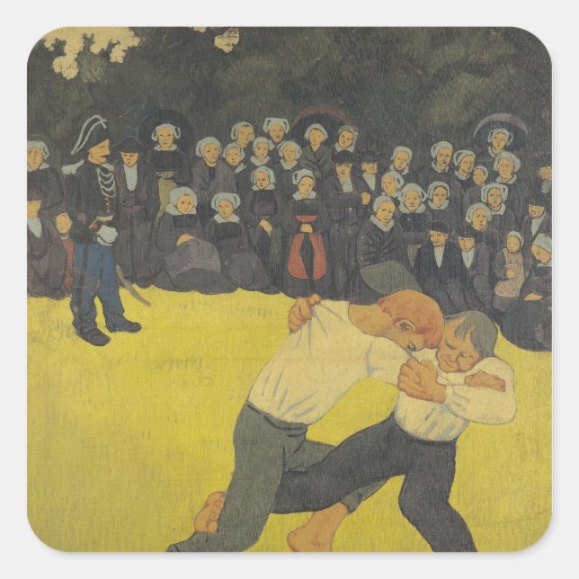 Sticker Carré The Wrestling Bretons, c.1893 (Devant)