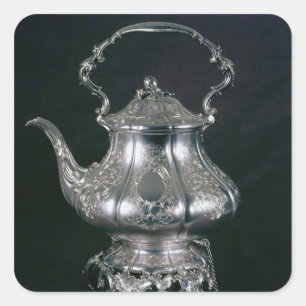 Sticker Carré Théière et bouilloire avec lampadaire et brûleur