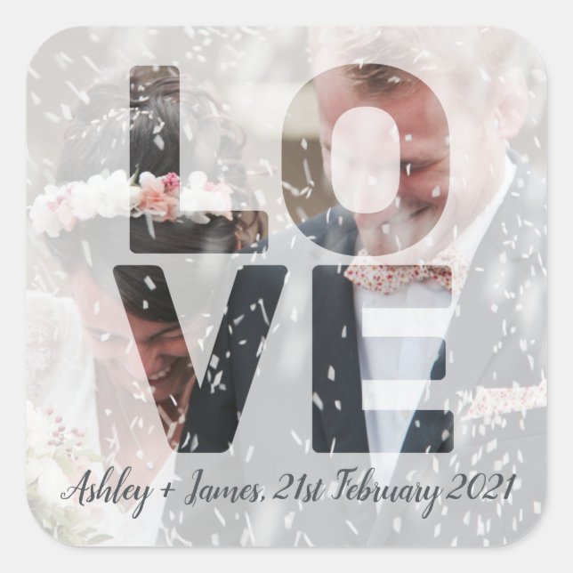 Sticker Carré Thème de mariage AMOUR Superposition transparente  (Devant)