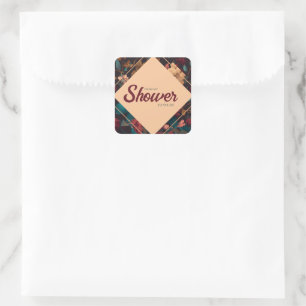 Sticker Carré Thème floral riche et sombre pour Baby Shower de m
