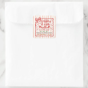 Sticker Carré Thème Italien Baby Shower Petit Nœud Rouge