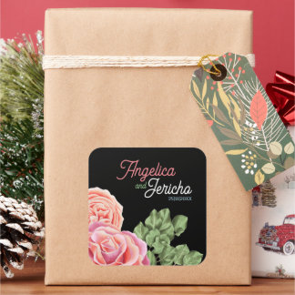 Sticker Carré Thème Mariage rose