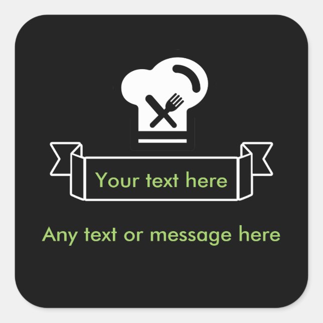 Sticker Carré Thème Restaurant Et Chef (Devant)