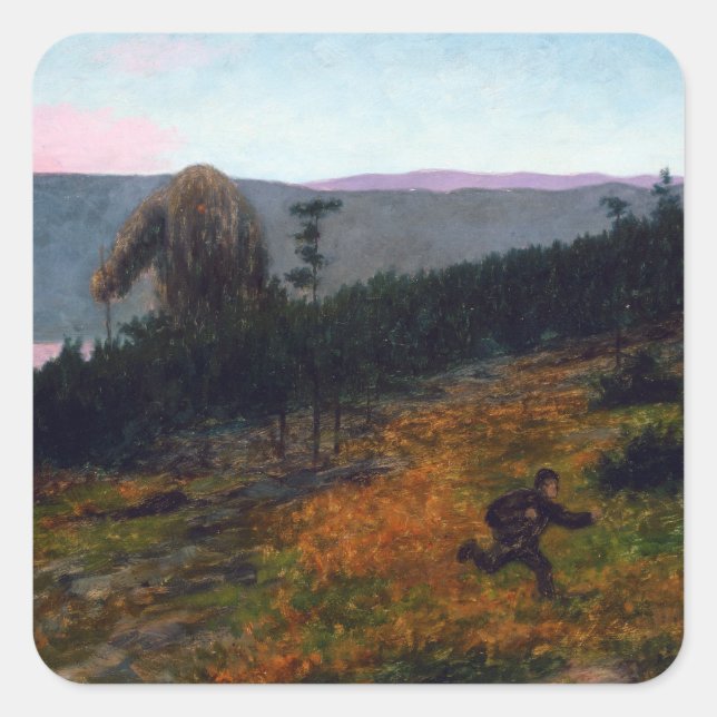 Sticker Carré Theodor Kittelsen Le Lad des cendres et le Troll (Devant)