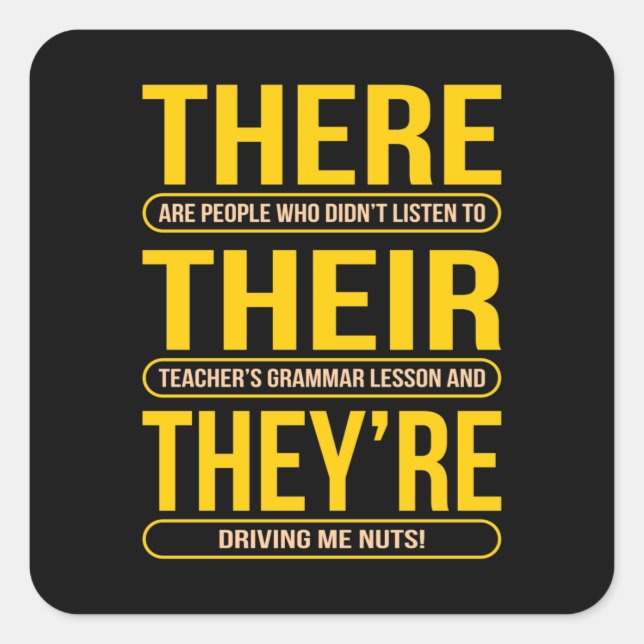 Sticker Carré There Their They're English Language Teacher (Devant)