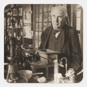 Sticker Carré Thomas Edison dans son Lab Stereoview
