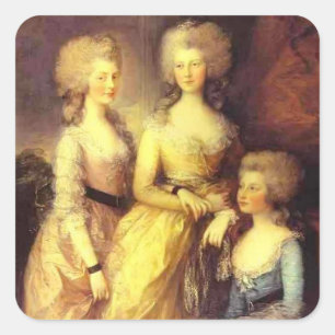 Sticker Carré Thomas Gainsborough-Trois filles de George III