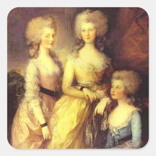 Sticker Carré Thomas Gainsborough-Trois filles de George III (Devant)
