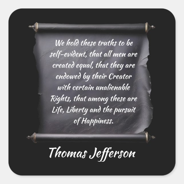 Sticker Carré Thomas Jefferson quote pursuit of happiness (Devant)