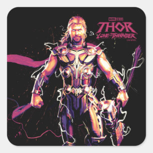 Sticker Carré Thor Illustrated Character Art