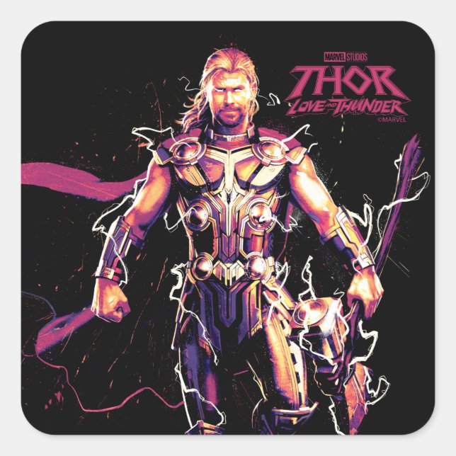 Sticker Carré Thor Illustrated Character Art (Devant)