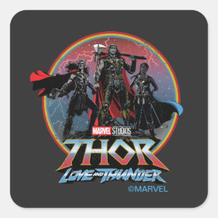 Sticker Carré Thor : Love and Thunder Vintage Group Graphic