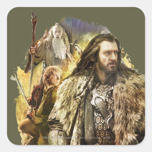 Sticker Carré THORIN OAKENSHIELD™, BILBO BAGGINS™, Gandalf (Devant)