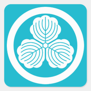 Sticker Carré Three oak leaves in circle