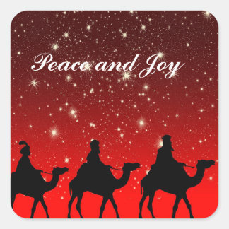 STICKER CARRÉ THREE WISE MEN PEACE AND JOY CUSTOM CHRISTMAS