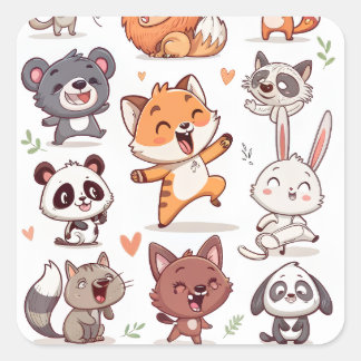 Sticker Carré Throw Pillow