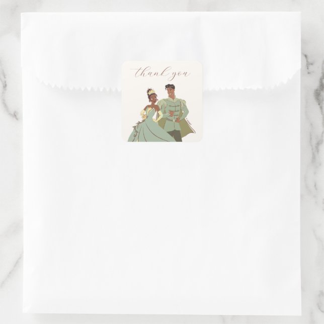 Sticker Carré Tiana et Naveen Merci Mariage (Sac)
