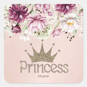 Sticker Carré Tiara Charmant, Princesse, Porte-clés Floral