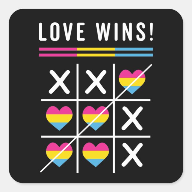Sticker Carré Tic Tac Toe Loe Remporte La Fierté Pansexuelle LGB (Devant)