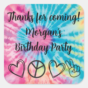 Sticker Carré Tie Dye Party favorise