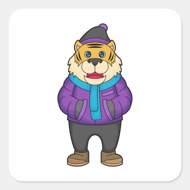 Sticker Carré Tiger Scarf Beanie (Devant)